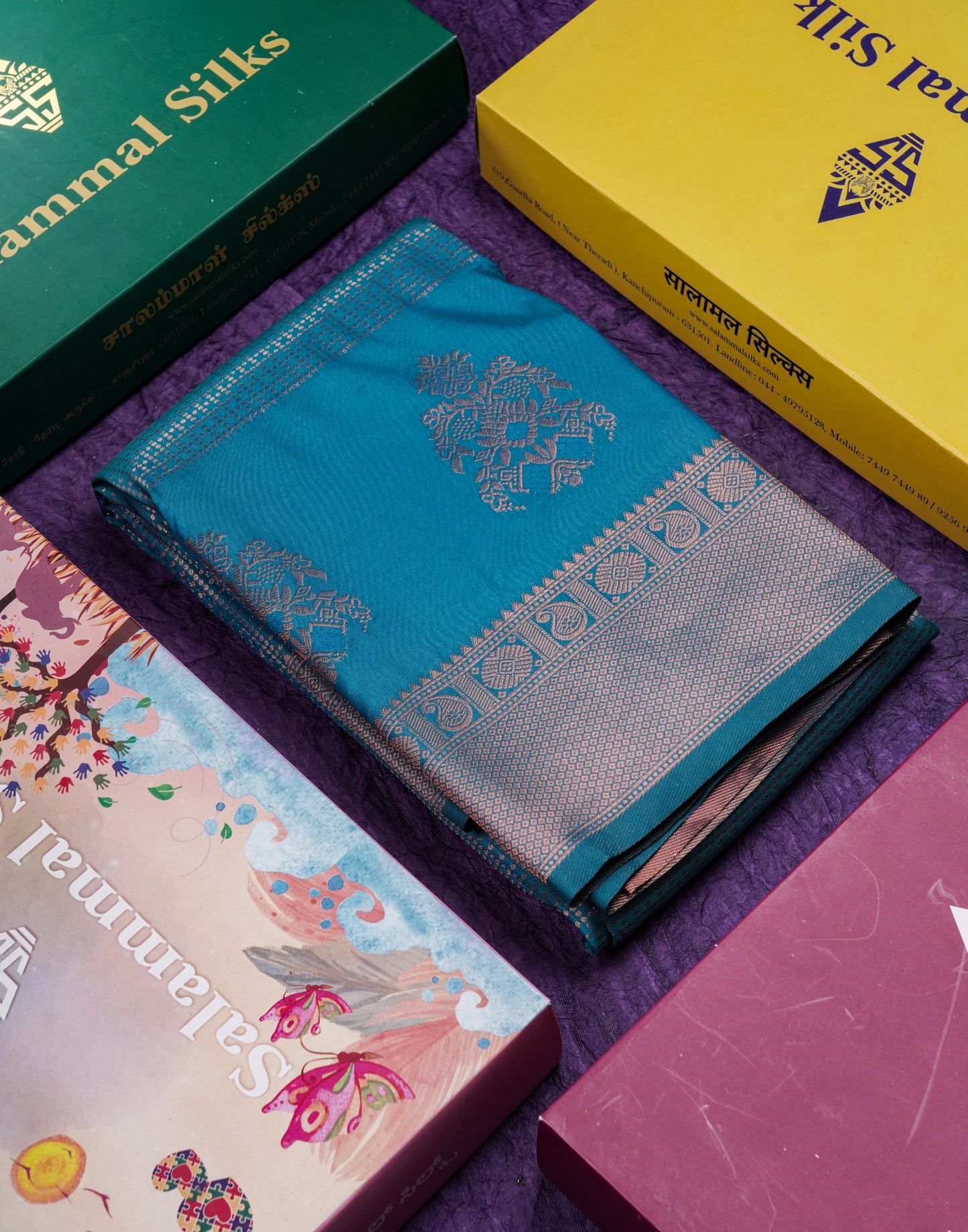 Beautiful Dual Tone Peacock Blue Semi Soft Silk Saree With Traditional Evening Morning Border