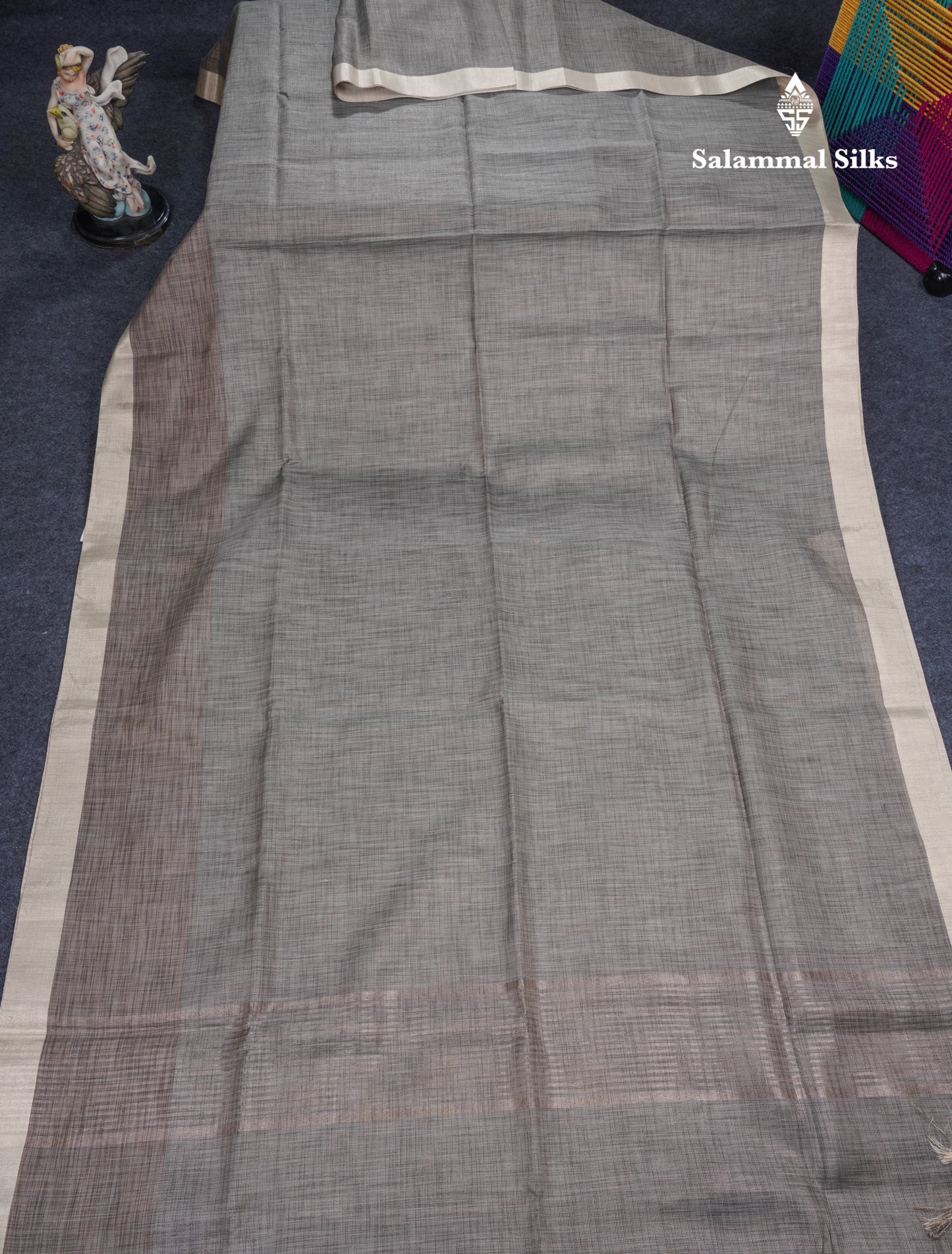 Light Elaichi Green Silver Zari Lines Linen Cotton Mix Fancy Saree With Blouse