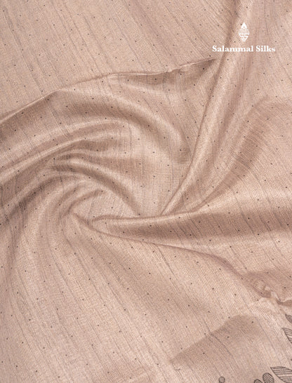 Grey Colour Semi Tussar Fancy Saree With Designer Blouse