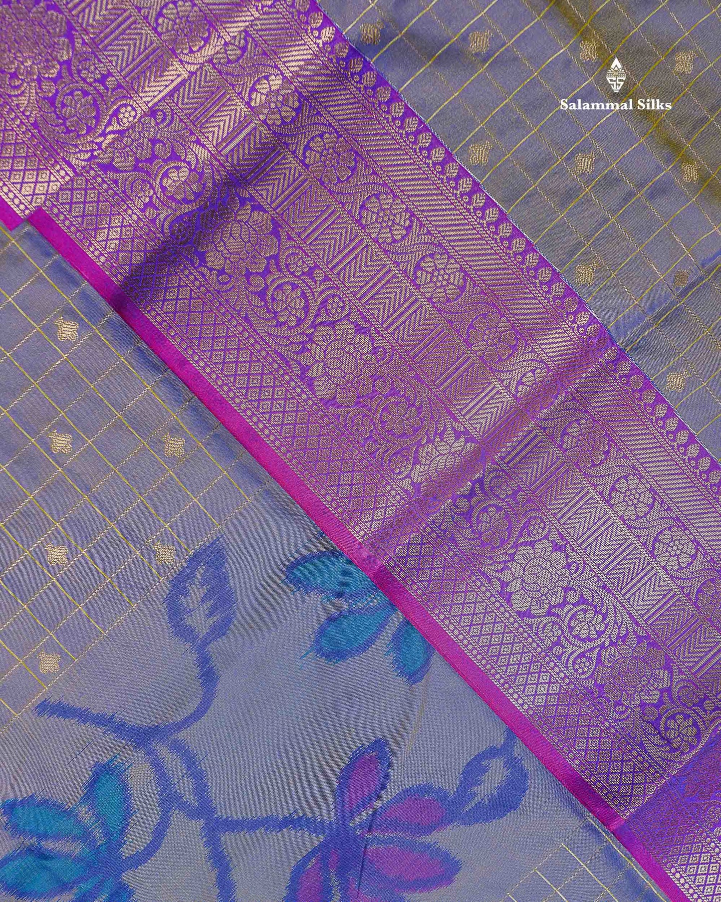 Beautiful Dual Tone Pink Pochampalli Design Semi Silk Saree With Contrast Magenta Pink Traditional Border