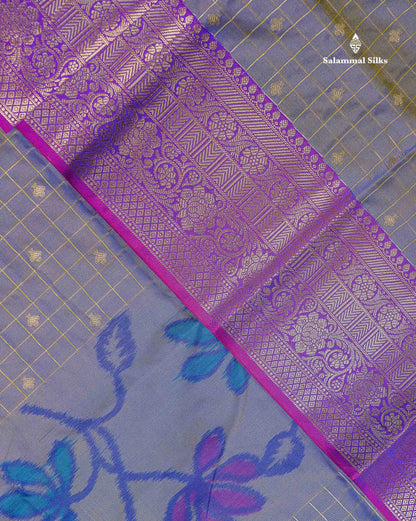 Beautiful Dual Tone Pink Pochampalli Design Semi Silk Saree With Contrast Magenta Pink Traditional Border