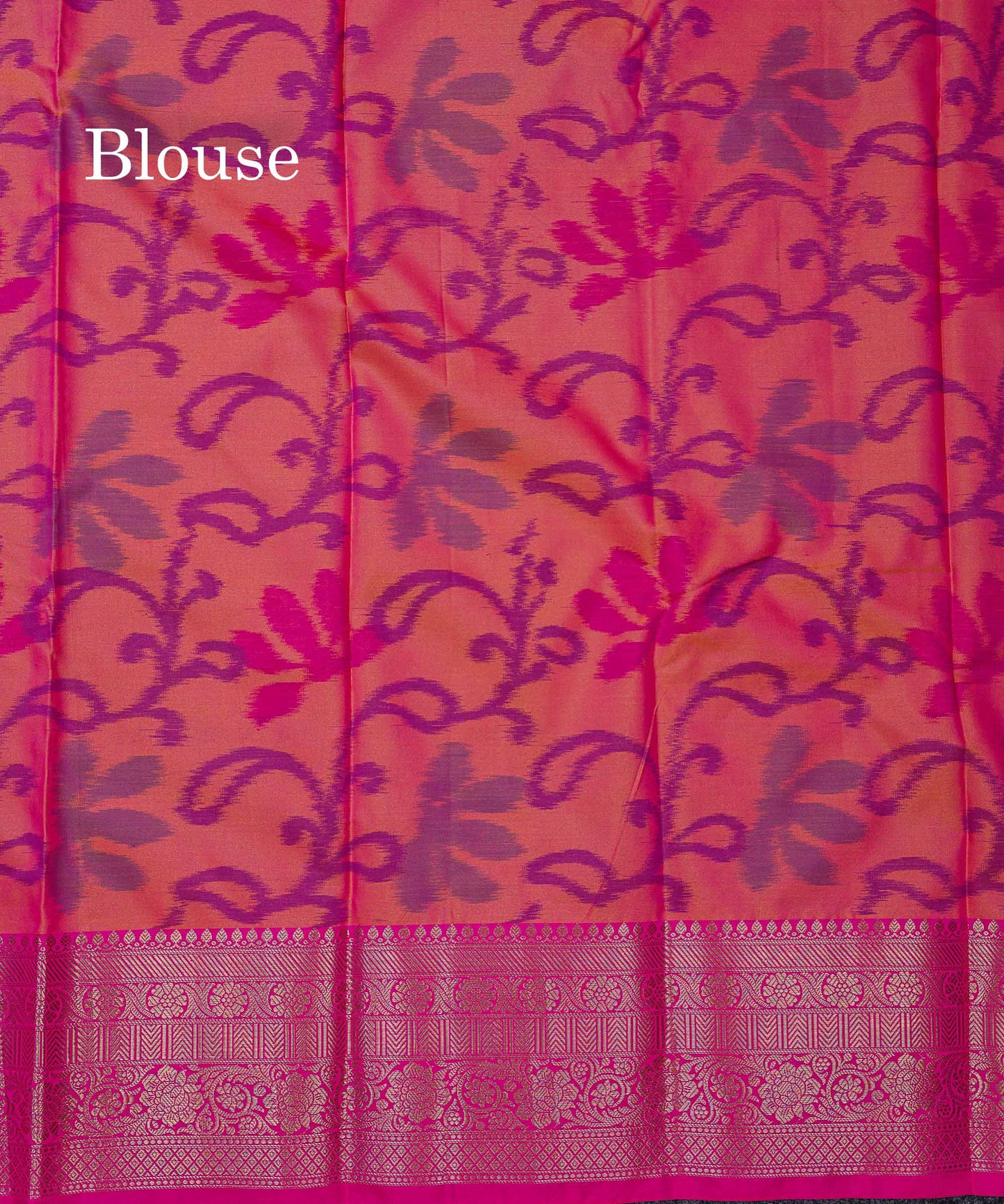 Beautiful Dual Tone Pink Pochampalli Design Semi Silk Saree With Contrast Magenta Pink Traditional Border