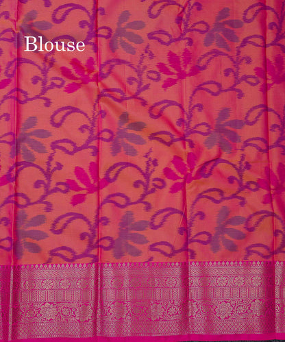 Beautiful Dual Tone Pink Pochampalli Design Semi Silk Saree With Contrast Magenta Pink Traditional Border