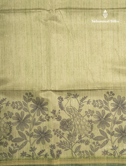 Grey Colour Semi Tussar Fancy Saree With Designer Blouse
