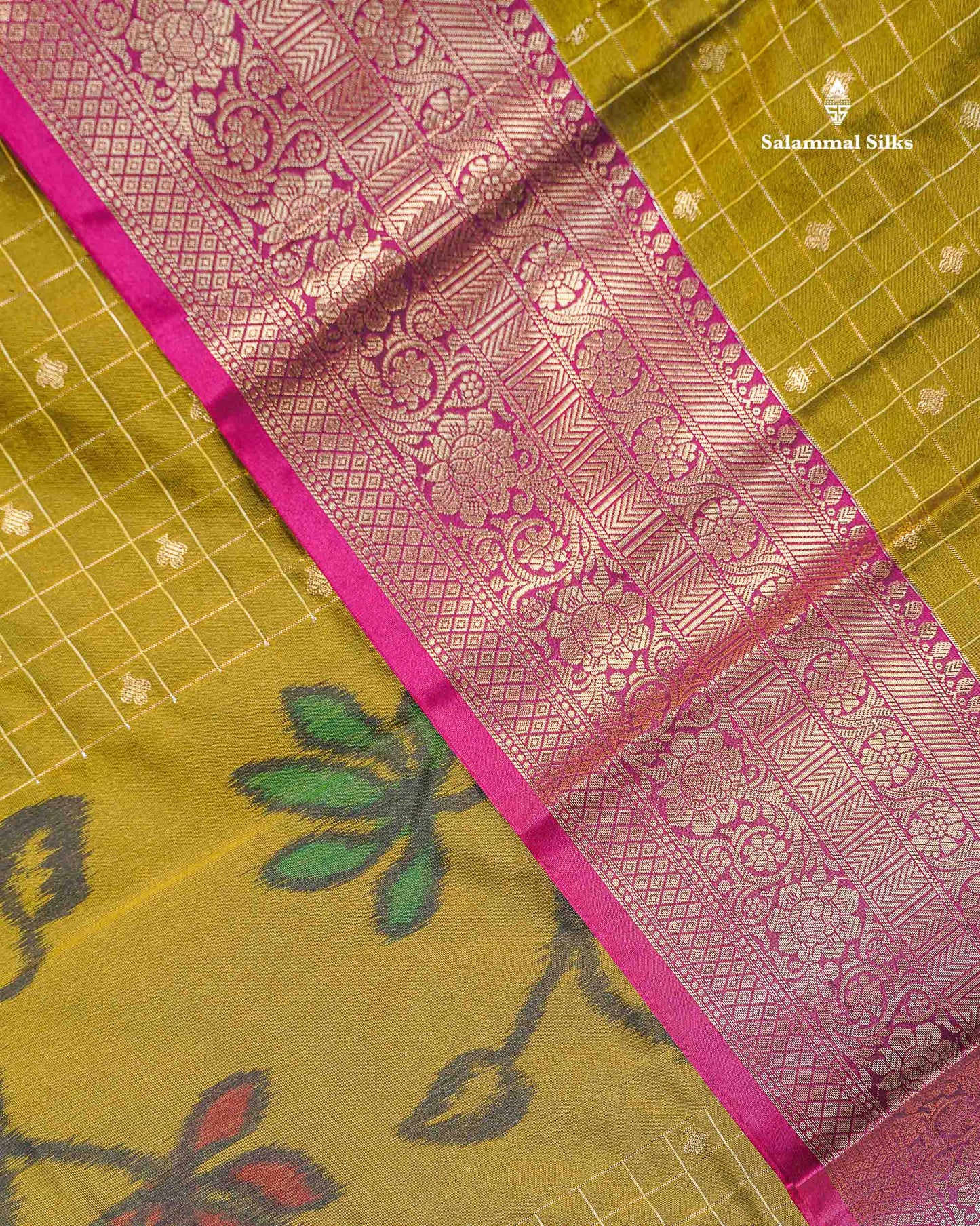 Beautiful Dual Tone Pink Pochampalli Design Semi Silk Saree With Contrast Magenta Pink Traditional Border