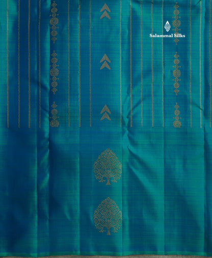 Peacock Blue Beautiful Fancy Pure Kanjivaram Silk Saree
