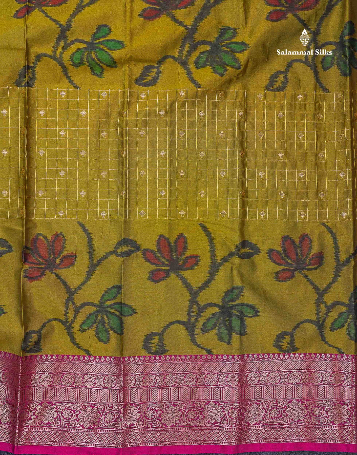 Beautiful Dual Tone Pink Pochampalli Design Semi Silk Saree With Contrast Magenta Pink Traditional Border