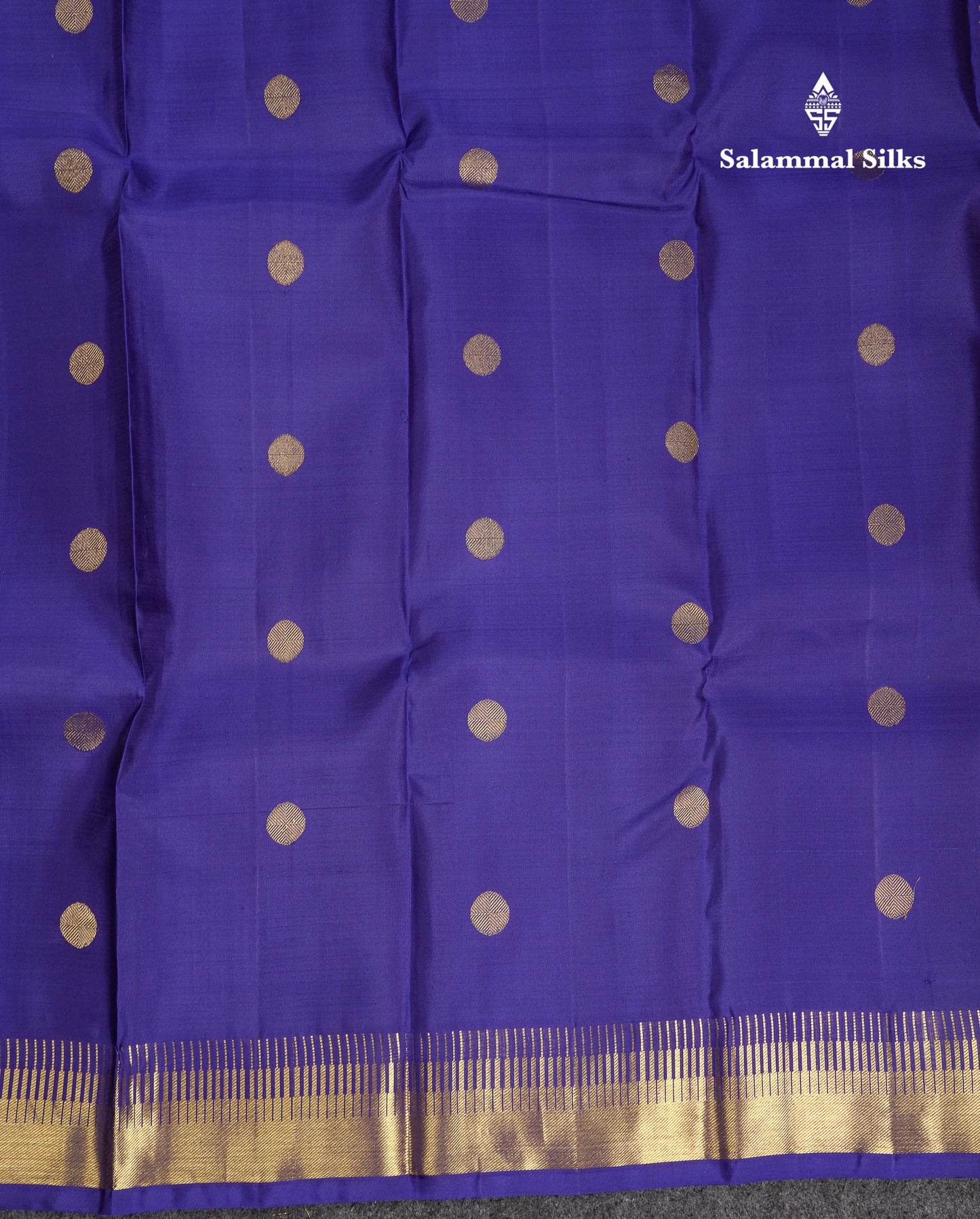 Beautiful Navy Blue Pure Kanjivaram Pure Silk Saree With Traditional Temple Border