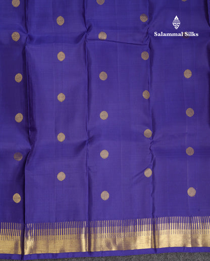 Beautiful Navy Blue Pure Kanjivaram Pure Silk Saree With Traditional Temple Border