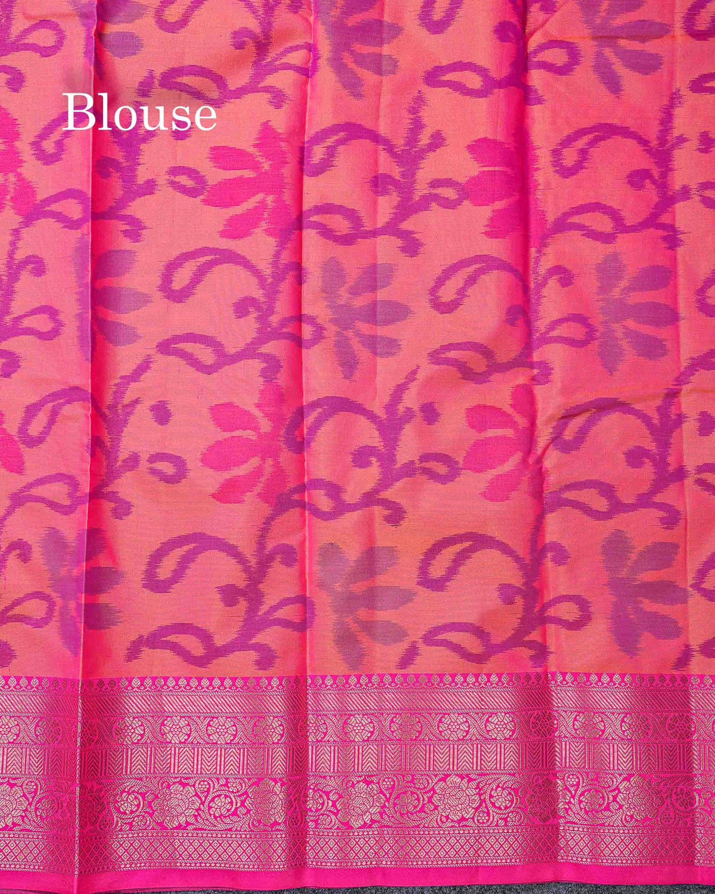 Beautiful Dual Tone Pink Pochampalli Design Semi Silk Saree With Contrast Magenta Pink Traditional Border