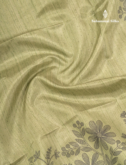 Grey Colour Semi Tussar Fancy Saree With Designer Blouse