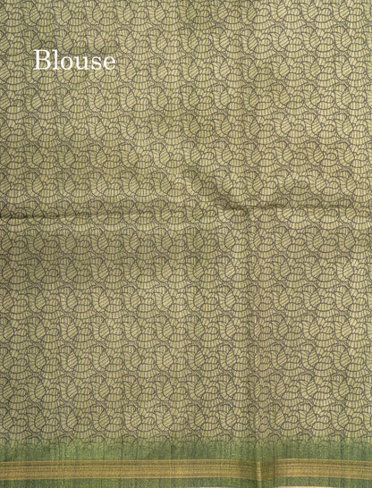 Grey Colour Semi Tussar Fancy Saree With Designer Blouse