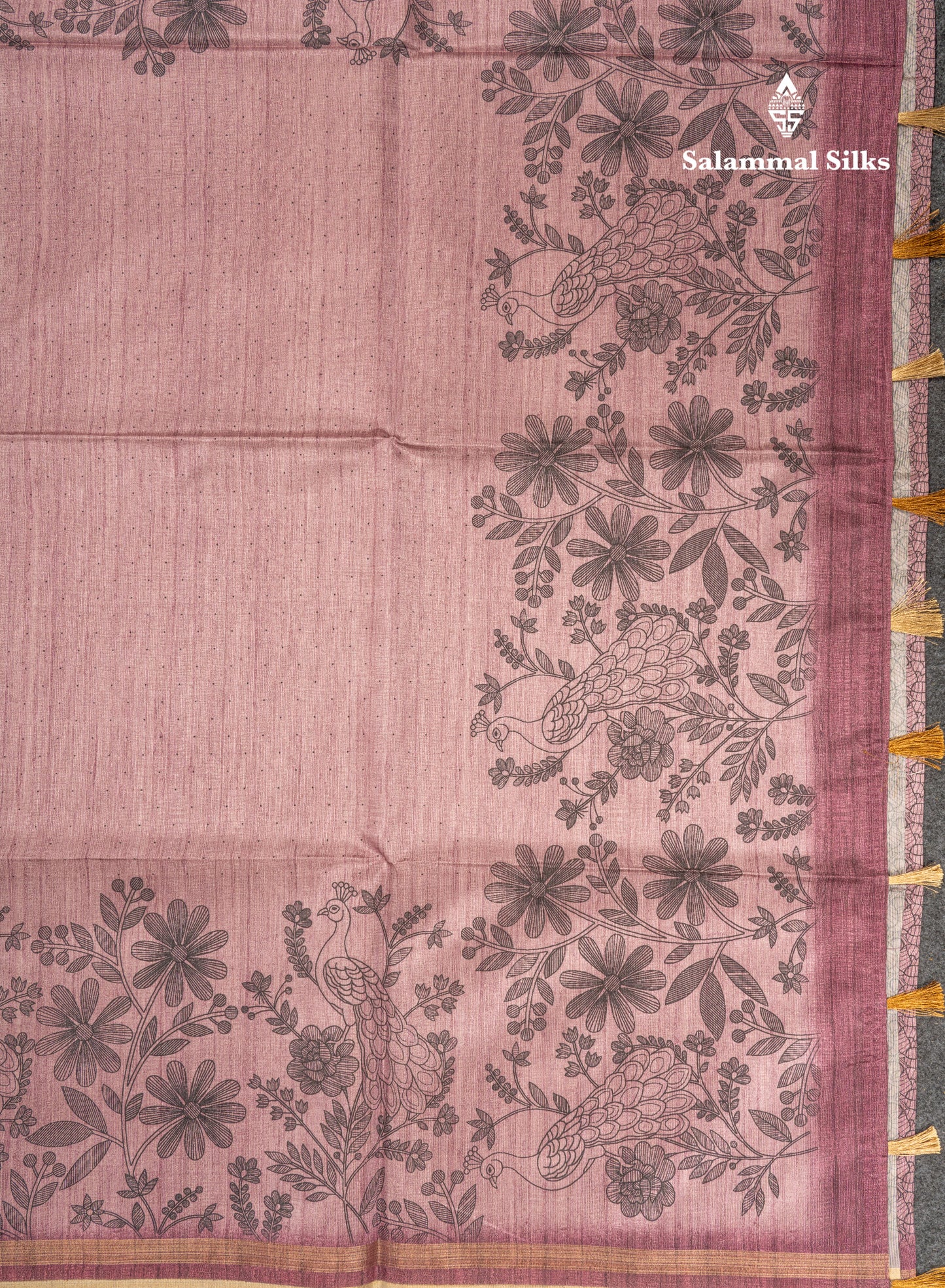 Grey Colour Semi Tussar Fancy Saree With Designer Blouse