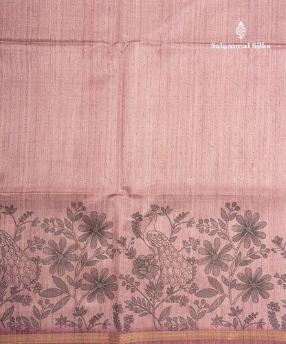 Grey Colour Semi Tussar Fancy Saree With Designer Blouse