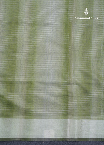 Light Elaichi Green Silver Zari Lines Linen Cotton Mix Fancy Saree With Blouse