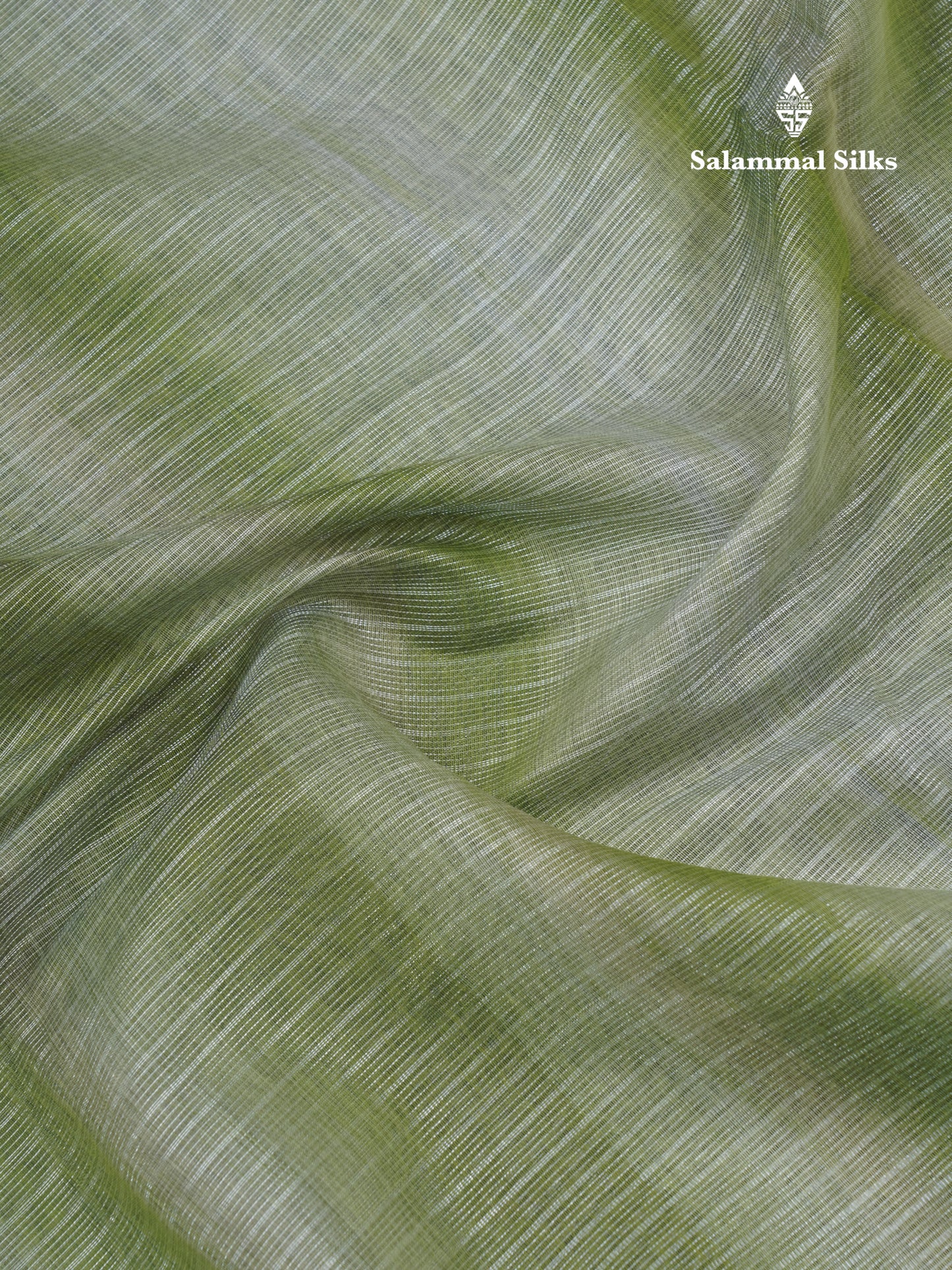 Light Elaichi Green Silver Zari Lines Linen Cotton Mix Fancy Saree With Blouse