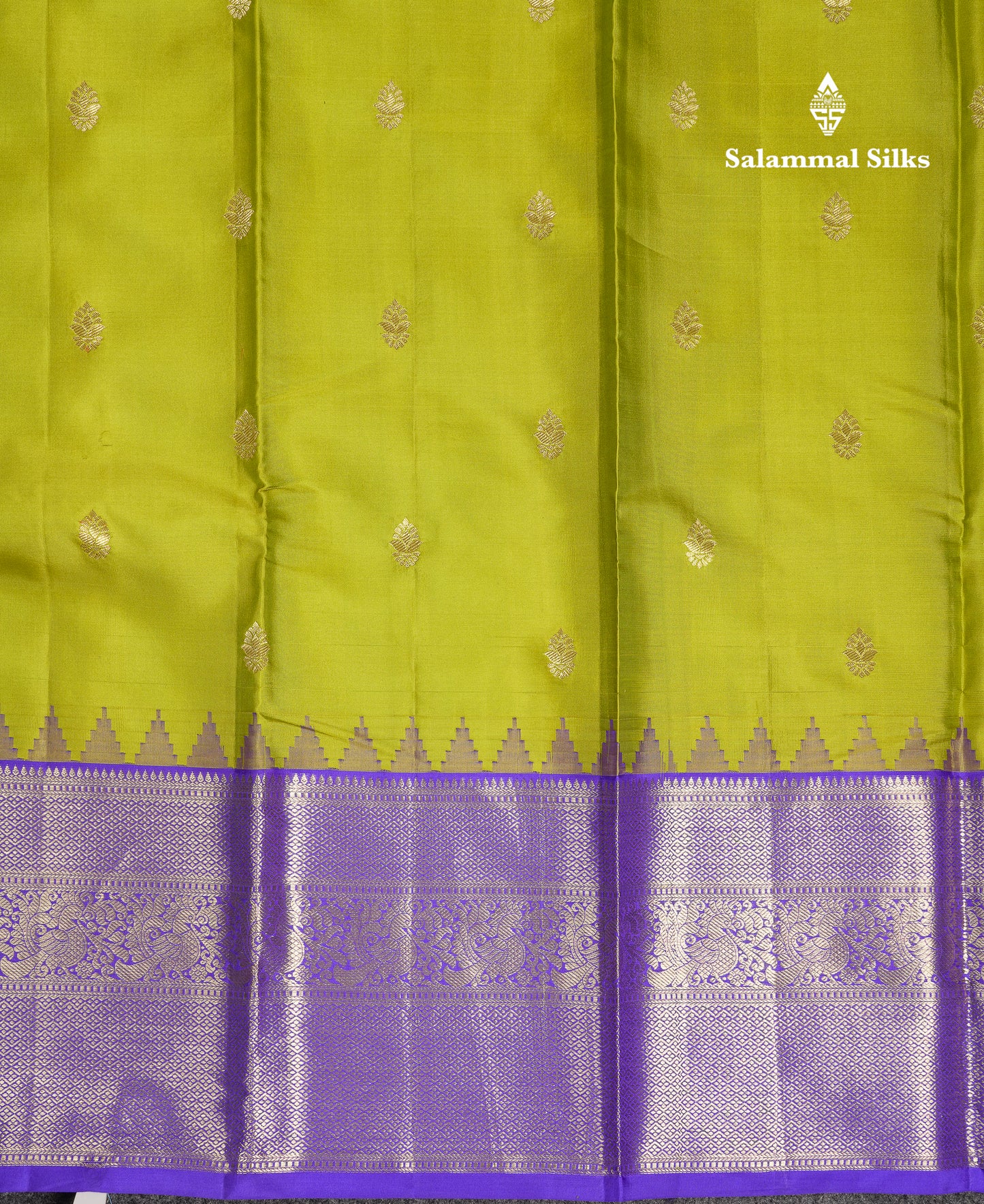 Beautiful Manthulir Yellow Pure Kanjivaram Silk Saree With Contrast Royal Blue Traditional Evening Morning Border