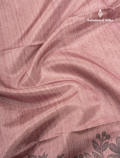 Grey Colour Semi Tussar Fancy Saree With Designer Blouse