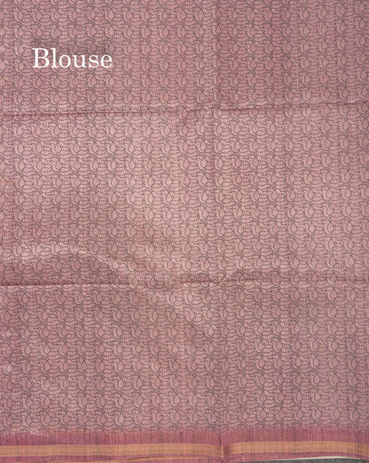 Grey Colour Semi Tussar Fancy Saree With Designer Blouse