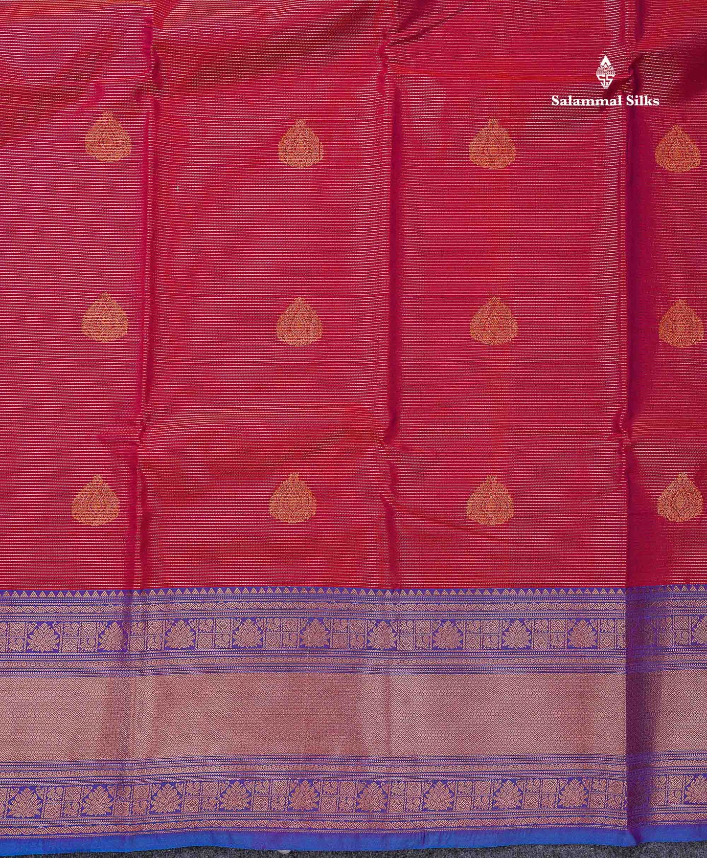 Beautiful Maroon Vaira Oosi Lines With Butta Semi Silk Saree With Contrast Dual Tone Blue Evening Morning Border