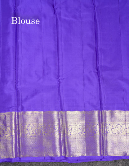 Beautiful Manthulir Yellow Pure Kanjivaram Silk Saree With Contrast Royal Blue Traditional Evening Morning Border