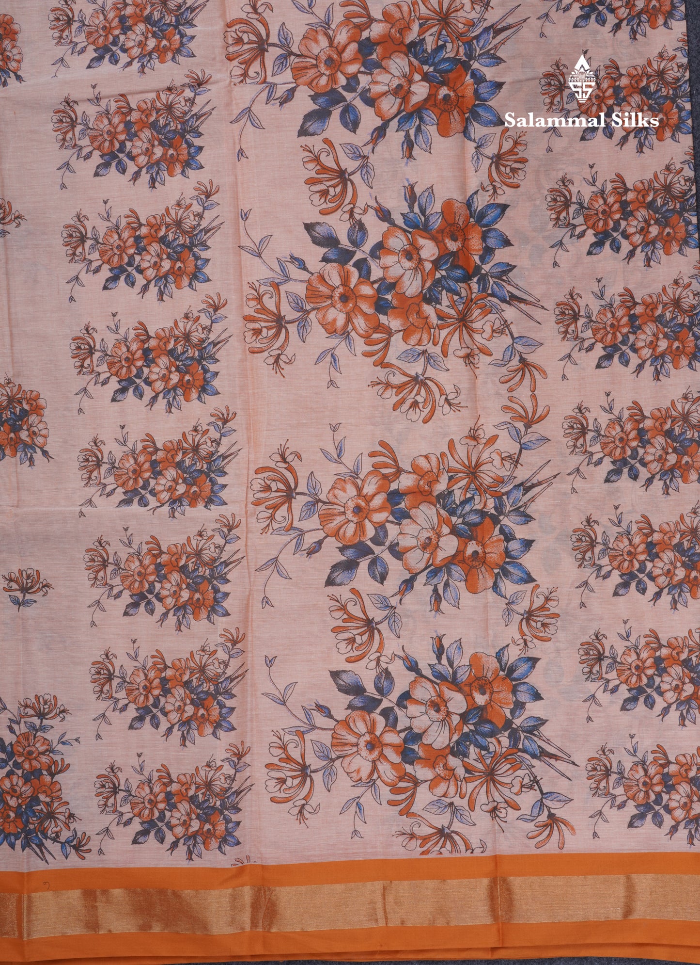 Light Elaichi Green Printed Pure Cotton Saree With Contrast Parrot Green Small Border