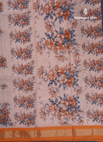 Light Elaichi Green Printed Pure Cotton Saree With Contrast Parrot Green Small Border