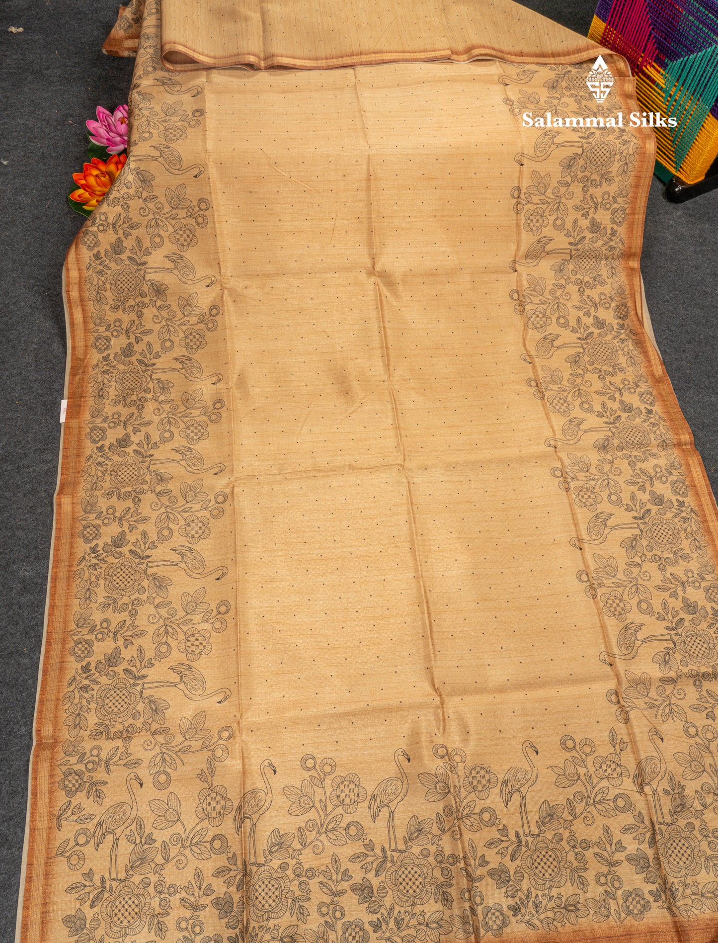 Grey Colour Semi Tussar Fancy Saree With Designer Blouse