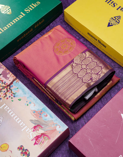 Beautiful Rust Orange Traditional Buttas Semi Silk Saree With Dark Maroon Border