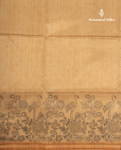 Grey Colour Semi Tussar Fancy Saree With Designer Blouse