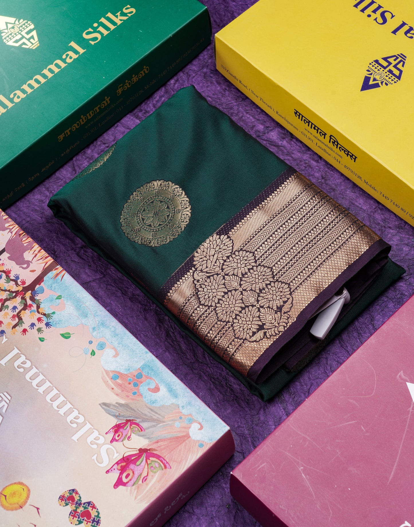 Beautiful Rust Orange Traditional Buttas Semi Silk Saree With Dark Maroon Border