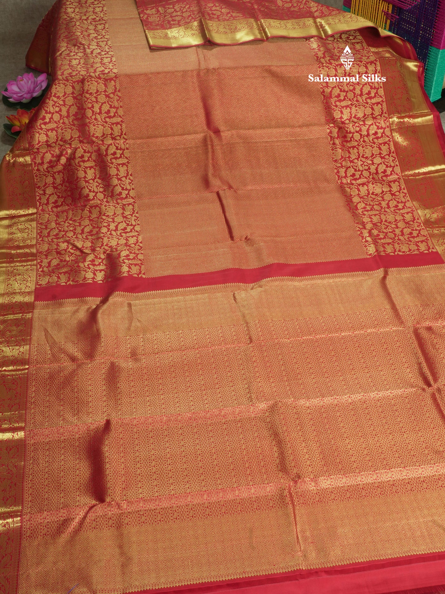 Maroon Traditional Vanasingaram Bridal Pure Kanjiivaram Silk Saree With Beautiful Border