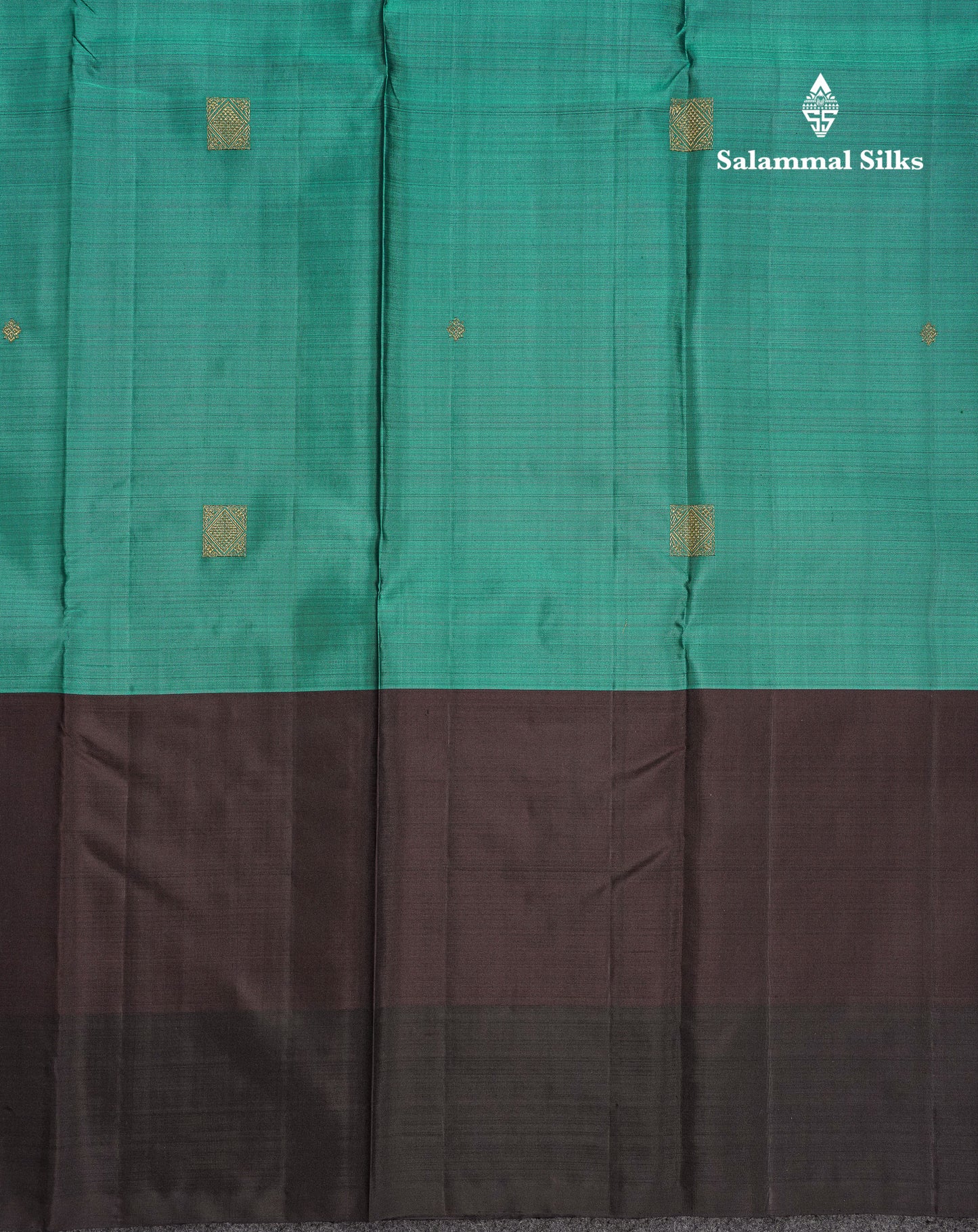 Beautiful Ramar Blue Pure Kanjivaram Silk Saree With Contrast Long Plain Dark Brown Border