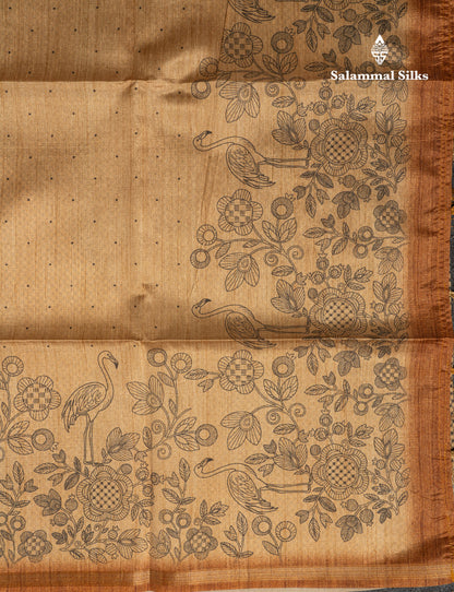 Grey Colour Semi Tussar Fancy Saree With Designer Blouse