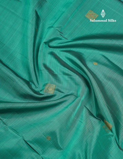Beautiful Ramar Blue Pure Kanjivaram Silk Saree With Contrast Long Plain Dark Brown Border