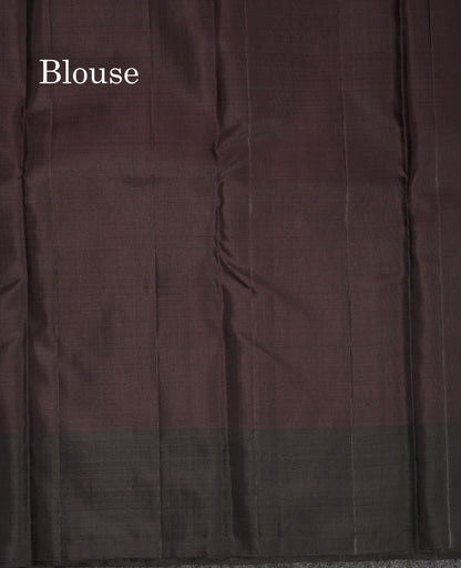 Beautiful Ramar Blue Pure Kanjivaram Silk Saree With Contrast Long Plain Dark Brown Border