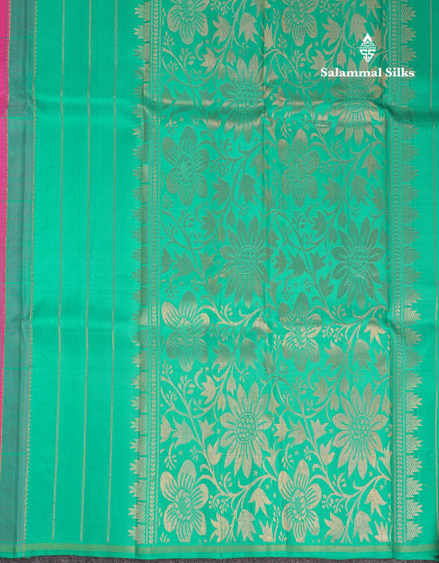 Beautiful Light Pink Big Checks Fancy Pure Kanjivaram Silk Saree With Contrast Sapphire Green Blouse
