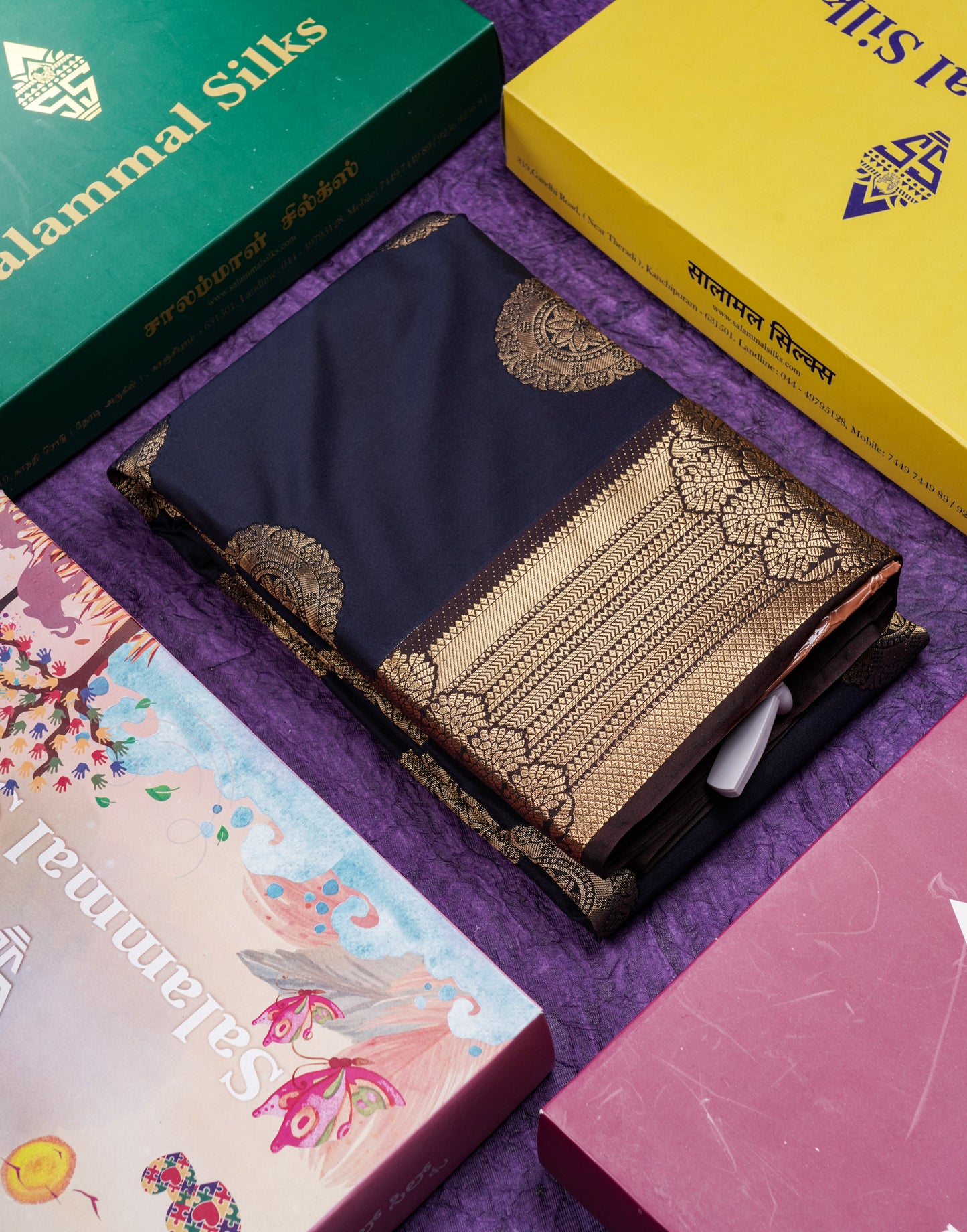 Beautiful Rust Orange Traditional Buttas Semi Silk Saree With Dark Maroon Border