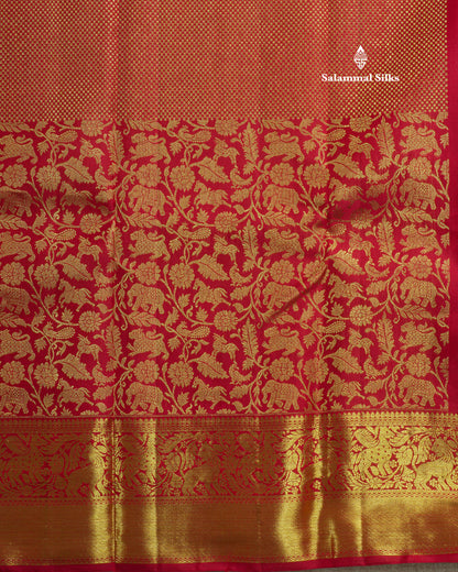 Maroon Traditional Vanasingaram Bridal Pure Kanjiivaram Silk Saree With Beautiful Border