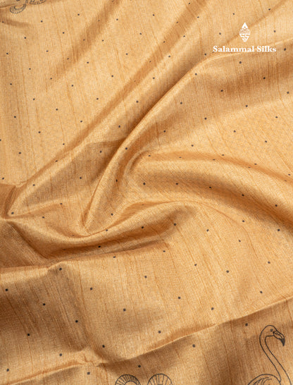 Grey Colour Semi Tussar Fancy Saree With Designer Blouse