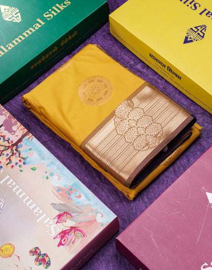 Beautiful Rust Orange Traditional Buttas Semi Silk Saree With Dark Maroon Border