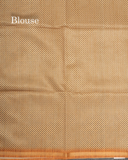 Grey Colour Semi Tussar Fancy Saree With Designer Blouse