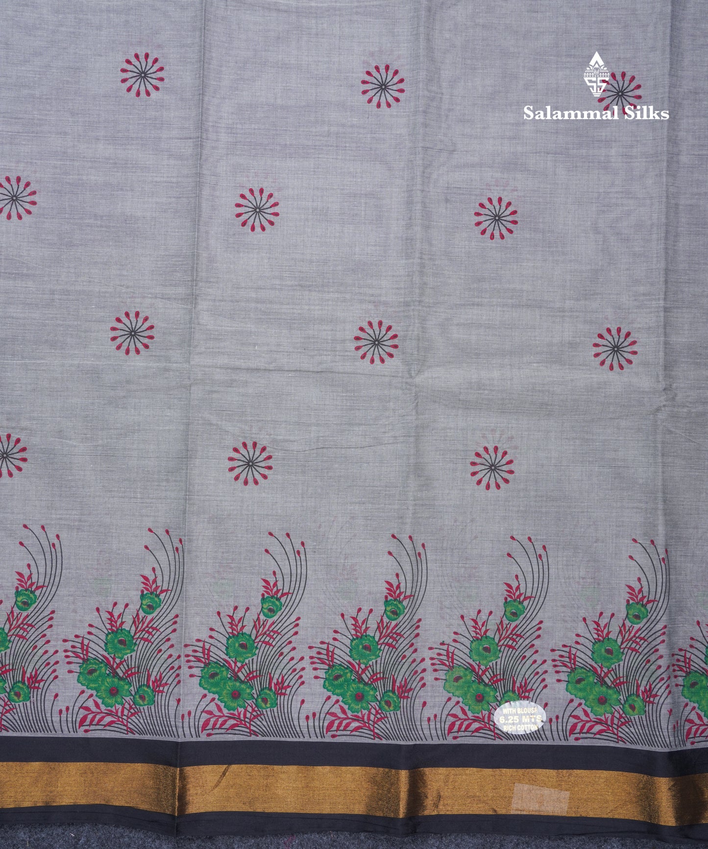 Onion Pink Printed Pure Cotton Saree With Contrast Chilly Red Border