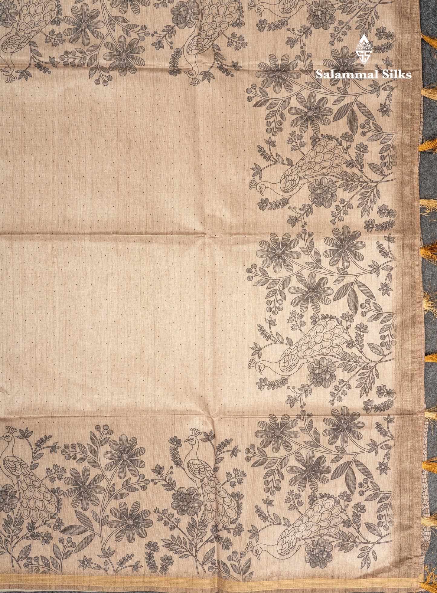 Grey Colour Semi Tussar Fancy Saree With Designer Blouse