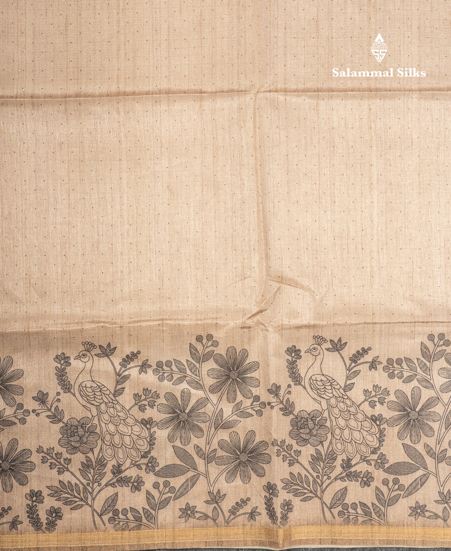Grey Colour Semi Tussar Fancy Saree With Designer Blouse