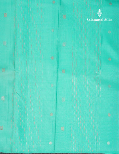 Beautiful Sky Blue Pure Kanjivaram Silk Saree With Contrast Dark Purple Blouse