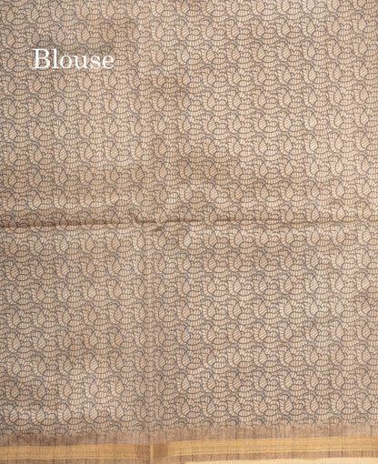 Grey Colour Semi Tussar Fancy Saree With Designer Blouse