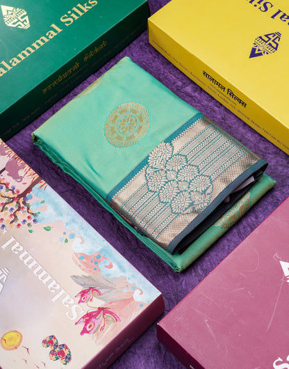 Beautiful Rust Orange Traditional Buttas Semi Silk Saree With Dark Maroon Border