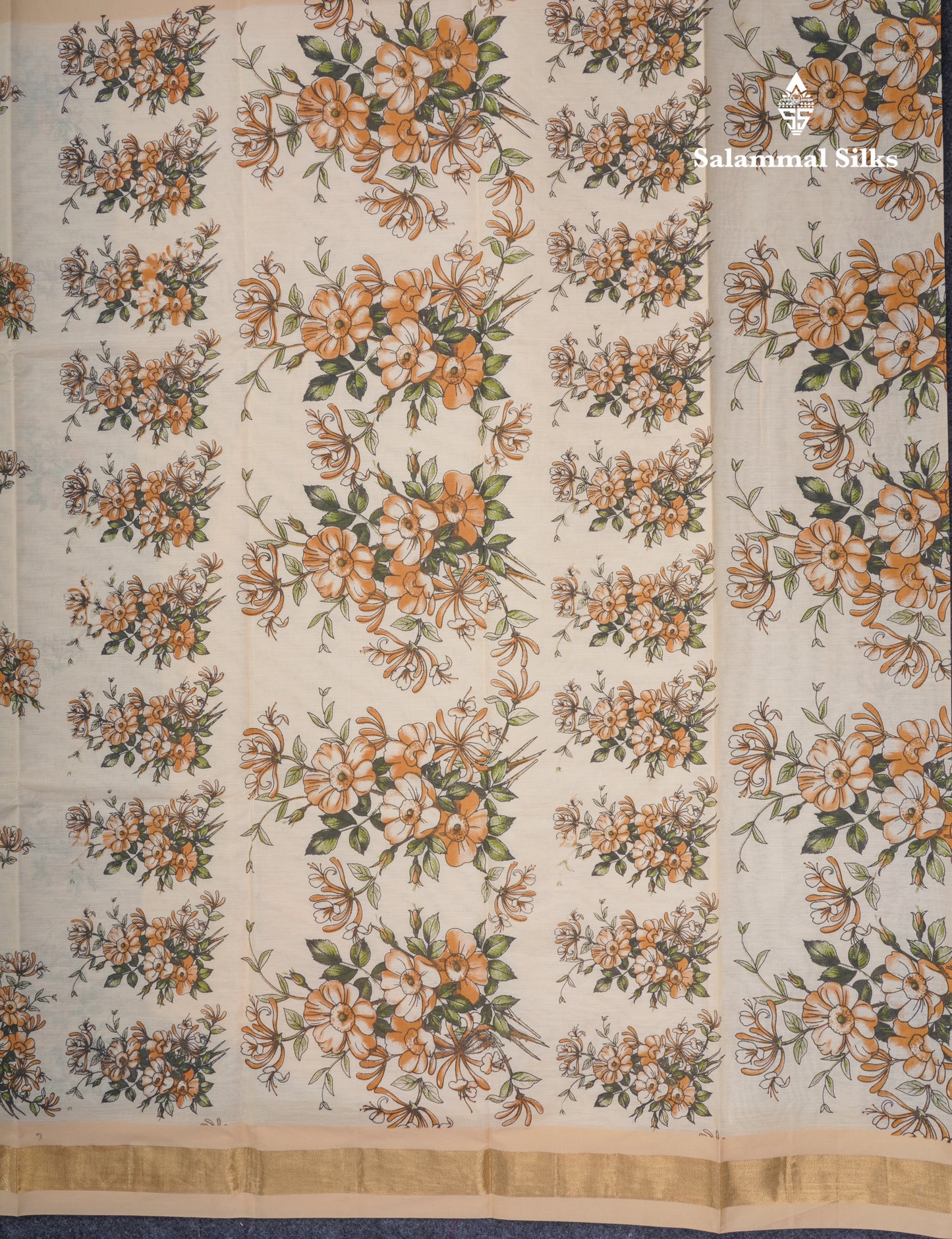 Light Elaichi Green Printed Pure Cotton Saree With Contrast Parrot Green Small Border