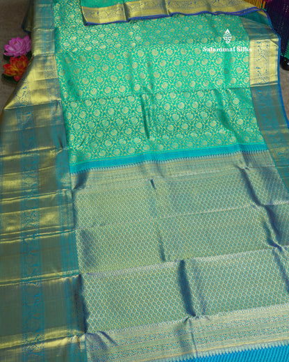 Ramar Blue Bridal Pure Kanjivaram Silk Saree With Royal Blue Long Border
